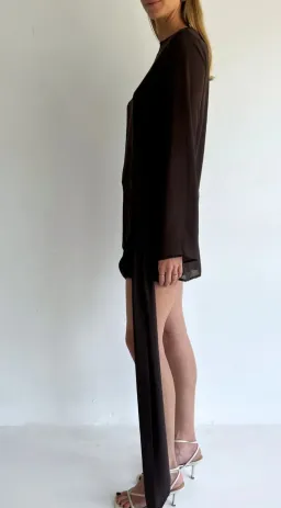 By Nicola - Elodie Mini Dress in Chocolate - Size 12 for rent on The Volte - image 5