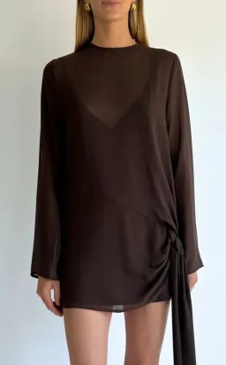 By Nicola - Elodie Mini Dress in Chocolate - Size 12 for rent on The Volte - image 1