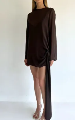 By Nicola - Elodie Mini Dress in Chocolate - Size 12 for rent on The Volte - image 7
