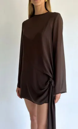 By Nicola - Elodie Mini Dress in Chocolate - Size 12 for rent on The Volte - image 4