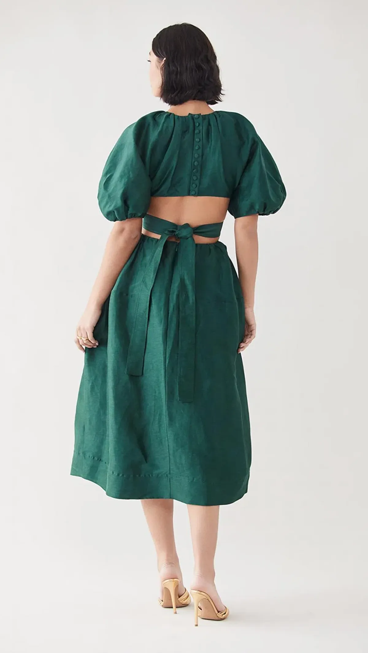 Aje Mimosa Cutout Midi Dress Emerald Green Size 12 - Image 3