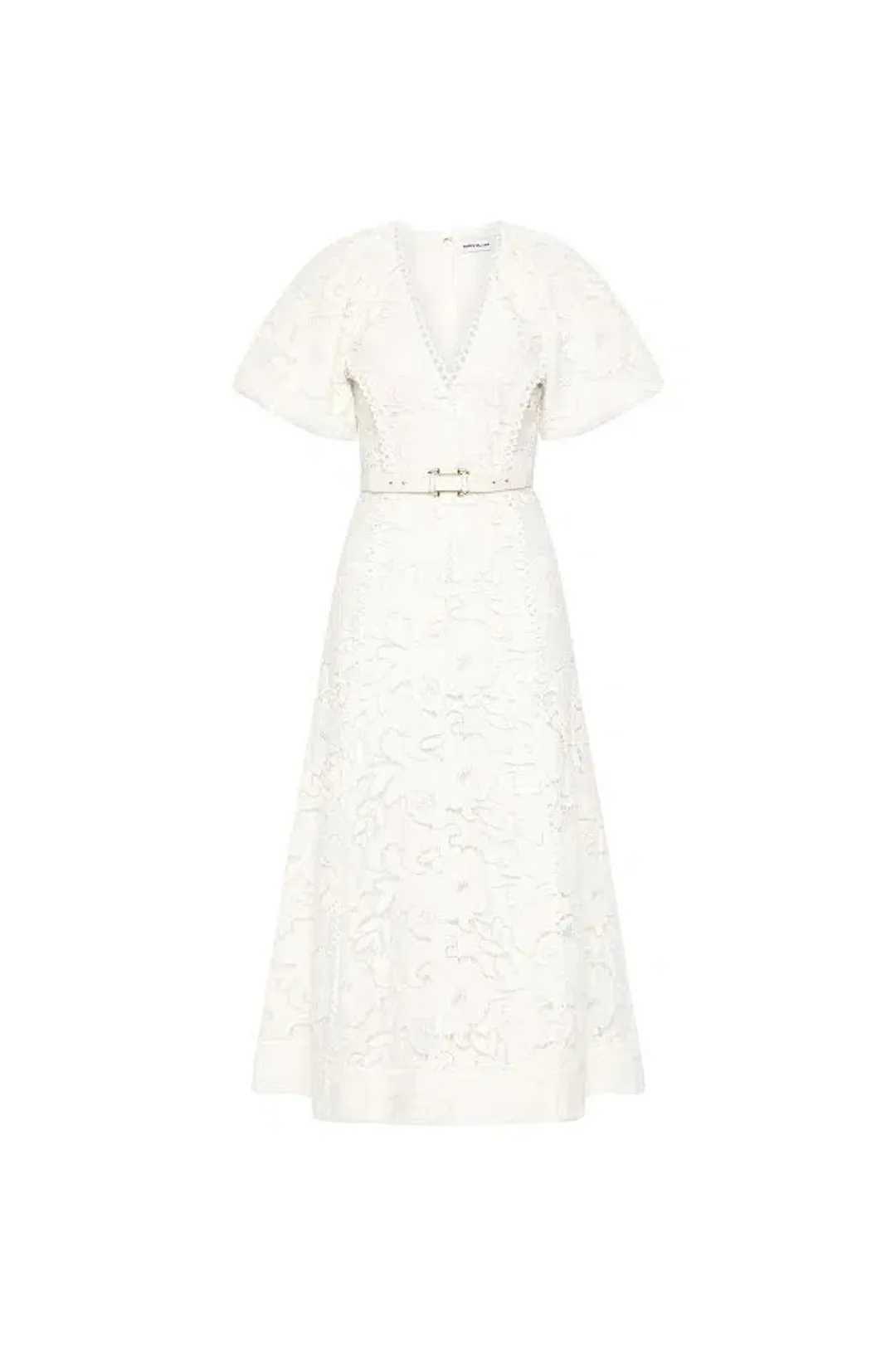 New REBECCA VALLANCE Ginger Puff Sleeve Midi Dress - Size 6 AU - Ivory White / Hens / Wedding for rent on The Volte - main image