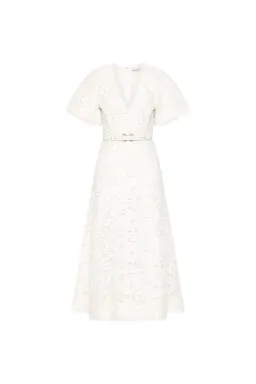 New REBECCA VALLANCE Ginger Puff Sleeve Midi Dress - Size 6 AU - Ivory White / Hens / Wedding for rent on The Volte - image 3