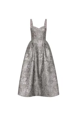 🩶 REBECCA VALLANCE Sterling Cocktail Midi Dress – Silver | Size 12 AU Metallic Embellished Formal Gown🩶 for rent on The Volte - image 7
