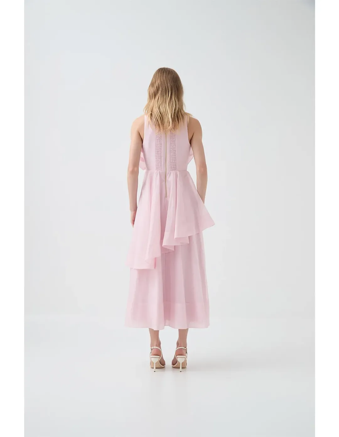 Aje Selestia Midi Dress Size 6 Ash Pink for rent on The Volte - main image