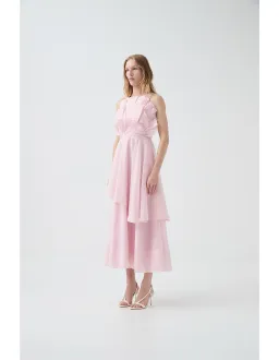 Aje Selestia Midi Dress Size 6 Ash Pink for rent on The Volte - image 4