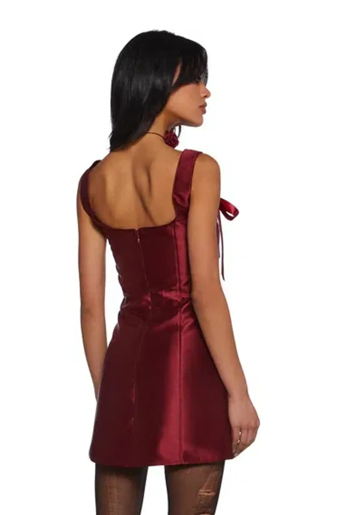 Current Mood Pixie Stardust Burgundy Satin Mini Dress Size 8 / S — Cocktail, Party, Christmas - Image 4