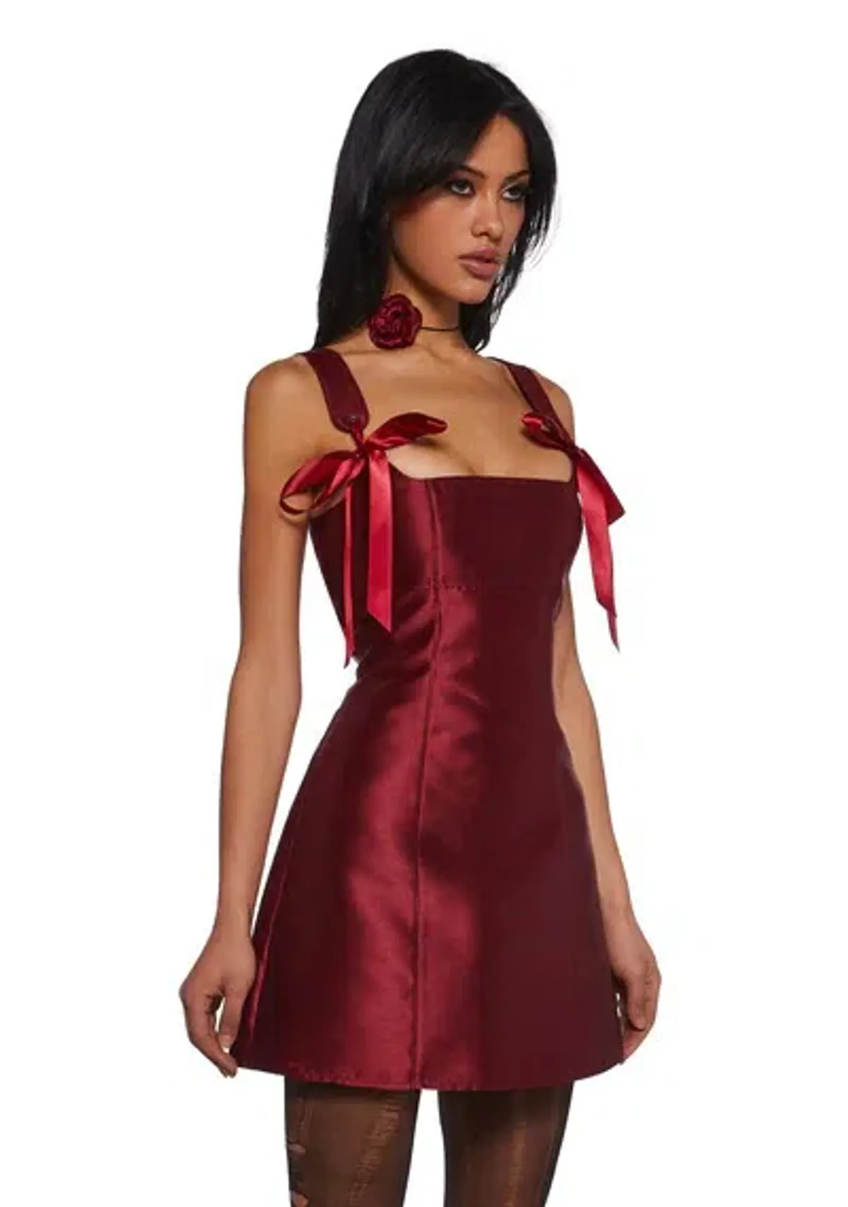 Current Mood Pixie Stardust Burgundy Satin Mini Dress Size 8 / S — Cocktail, Party, Christmas - Image 3