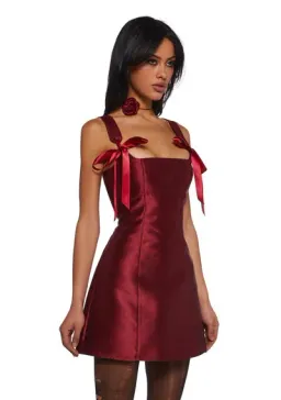 Current Mood Pixie Stardust Burgundy Satin Mini Dress Size 8 / S — Cocktail, Party, Christmas for rent on The Volte - image 3