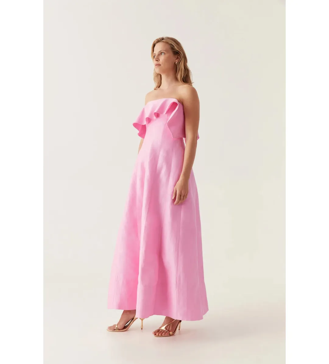 Aje Shallows Strapless Gown in Bon Bon Pink Size AU12 for rent on The Volte - main image