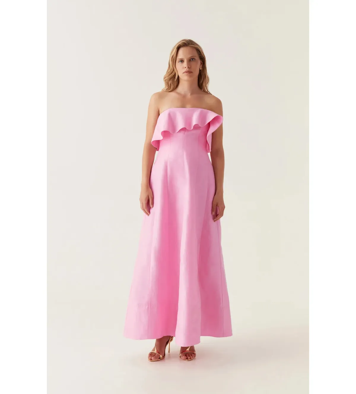 Aje Shallows Strapless Gown in Bon Bon Pink Size AU12 for rent on The Volte - main image