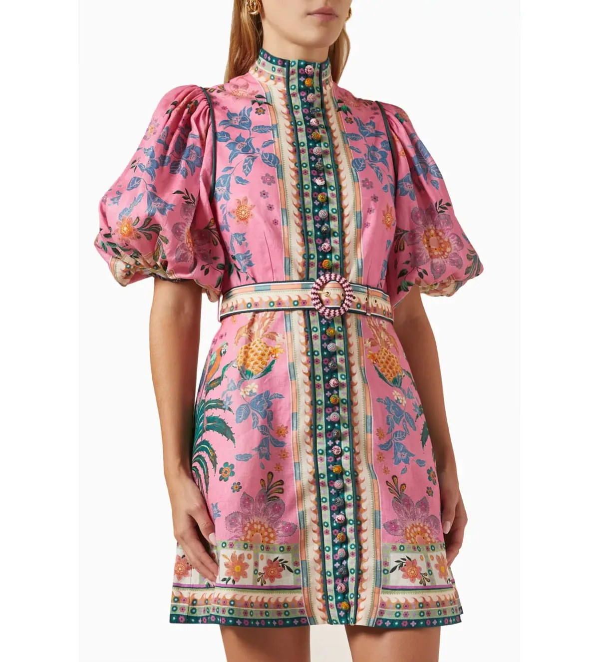 Zimmermann Ginger Buttoned Mini Dress in Print Size 2/AU12 for rent on The Volte - main image
