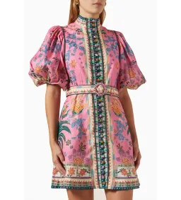 Zimmermann Ginger Buttoned Mini Dress in Print Size 2/AU12 for rent on The Volte - image 1