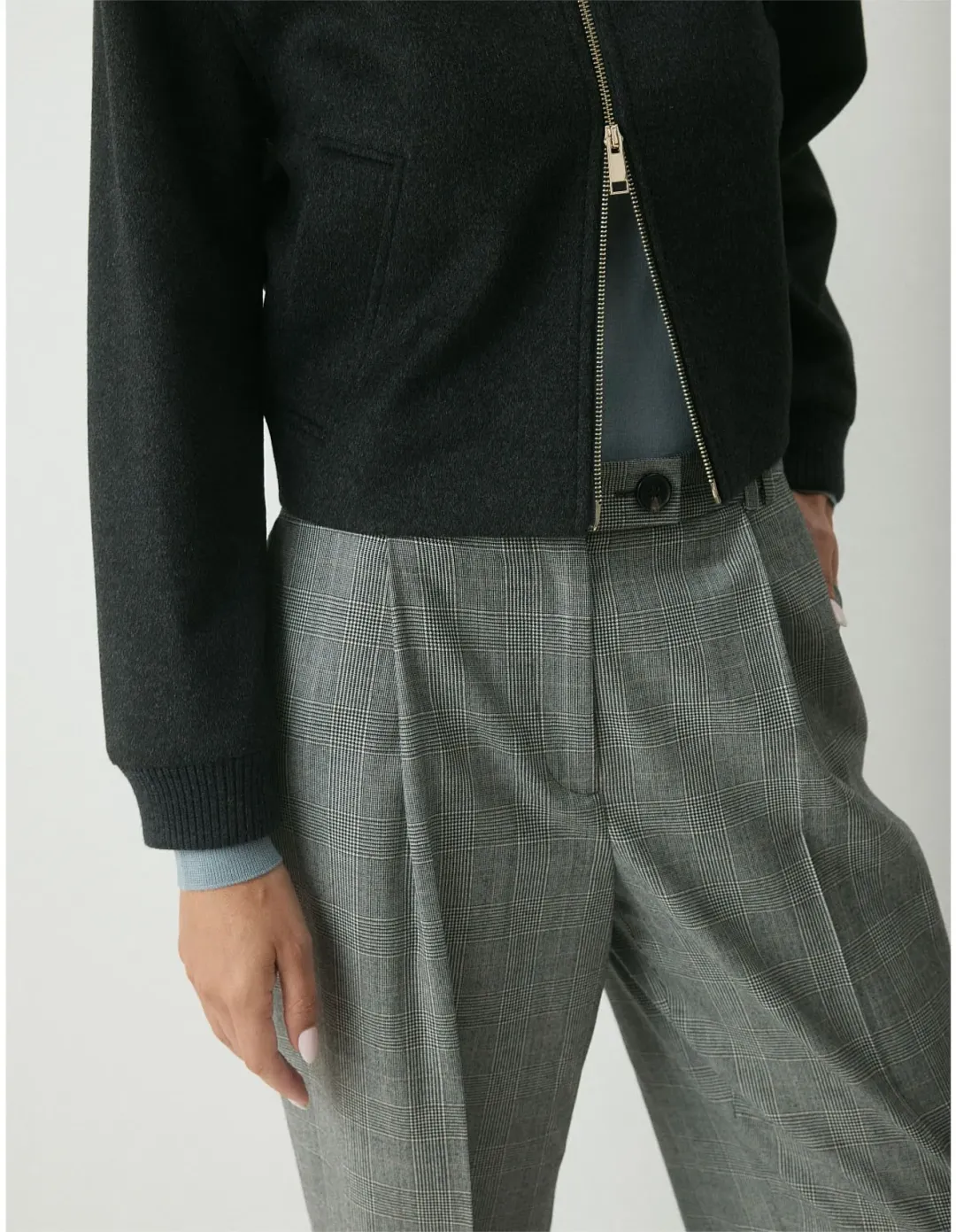 Perri Cutten London Wool Bomber Jacket Size L Charcoal for rent on The Volte - main image
