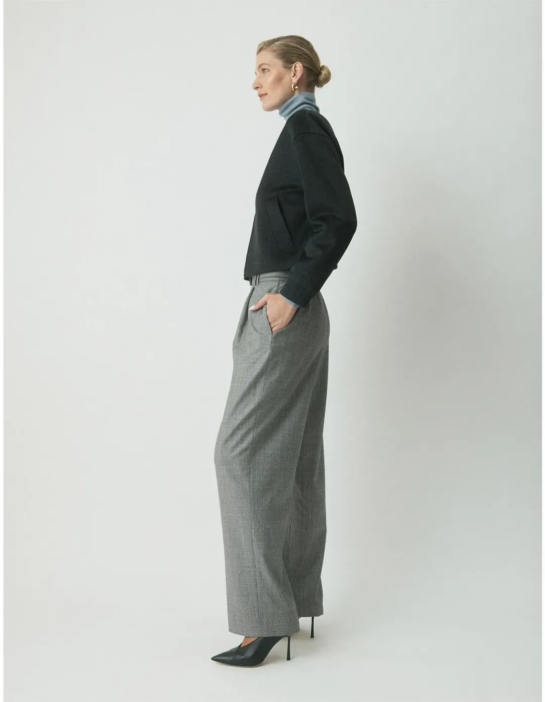 Perri Cutten London Wool Bomber Jacket Size L Charcoal for rent on The Volte - main image