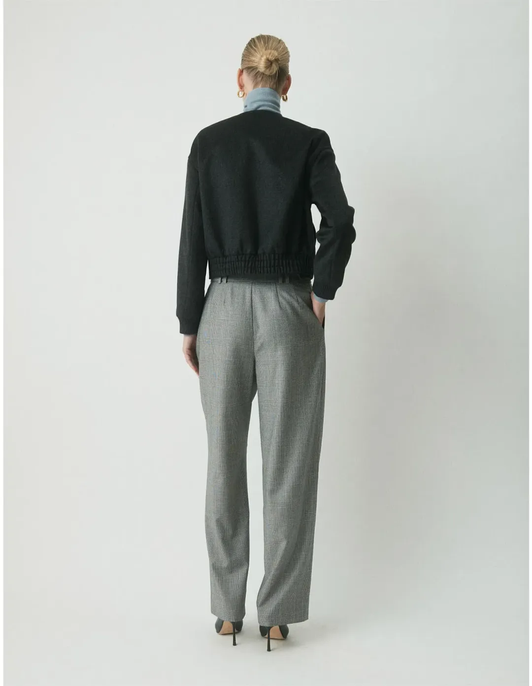 Perri Cutten London Wool Bomber Jacket Size L Charcoal for rent on The Volte - main image