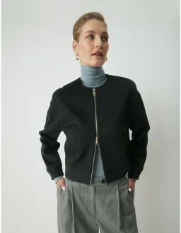 Perri Cutten London Wool Bomber Jacket Size L Charcoal for rent on The Volte - image 1