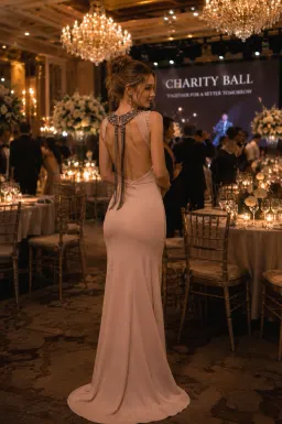 Tarik Ediz – The Blush Whisper | Rare Vintage Crystal Open Back Gown Size 8-10 for rent on The Volte - image 4