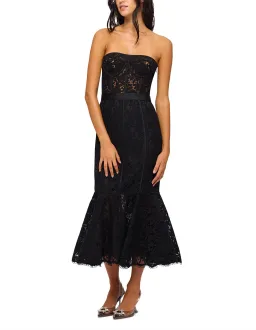 LEO LIN CLOVER LACE BUSTIER RUFFLE MIDI DRESS | Size AU 12 for rent on The Volte - image 1
