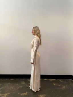 Shona Joy La Lune Plunged Long Sleeve Maxi Cream Size 6 for rent on The Volte - image 3