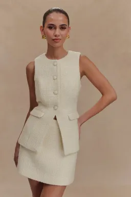 Kookai Richie Crew Vest Ivory Tweed Size 10 / M — Cocktail, Races, Wedding Guest for rent on The Volte - image 2