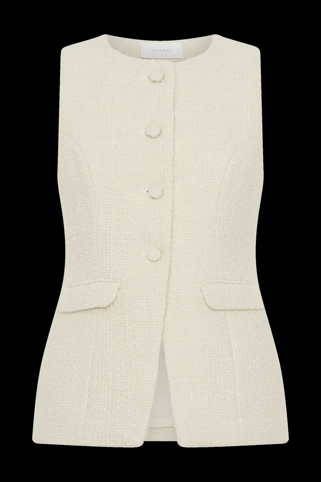 Kookai Richie Crew Vest Ivory Tweed Size 10 / M — Cocktail, Races, Wedding Guest for rent on The Volte - main image