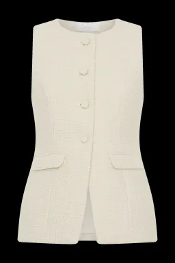 Kookai Richie Crew Vest Ivory Tweed Size 10 / M — Cocktail, Races, Wedding Guest for rent on The Volte - image 1