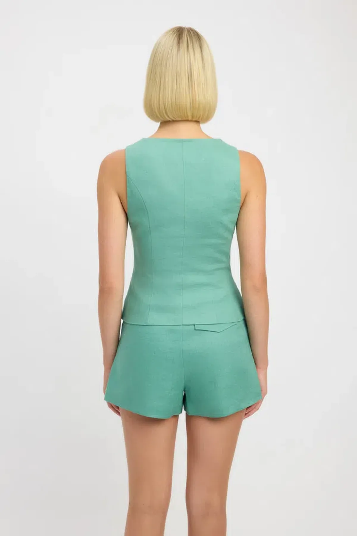Kookai Palm Vest Top & Short Set Four Leaf Clover Green Size 8-10 — Races, Cocktail, Going Out - Image 3