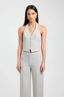 Kookai Darcy Vest Top & Mini Skirt Set Grey Marle Size 8-10 — Cocktail, Races, Going Out for rent on The Volte - image 2