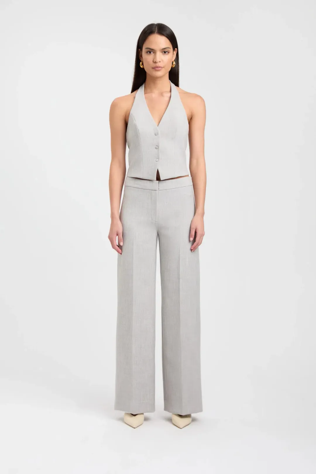Kookai Darcy Vest Top & Mini Skirt Set Grey Marle Size 8-10 — Cocktail, Races, Going Out for rent on The Volte - main image