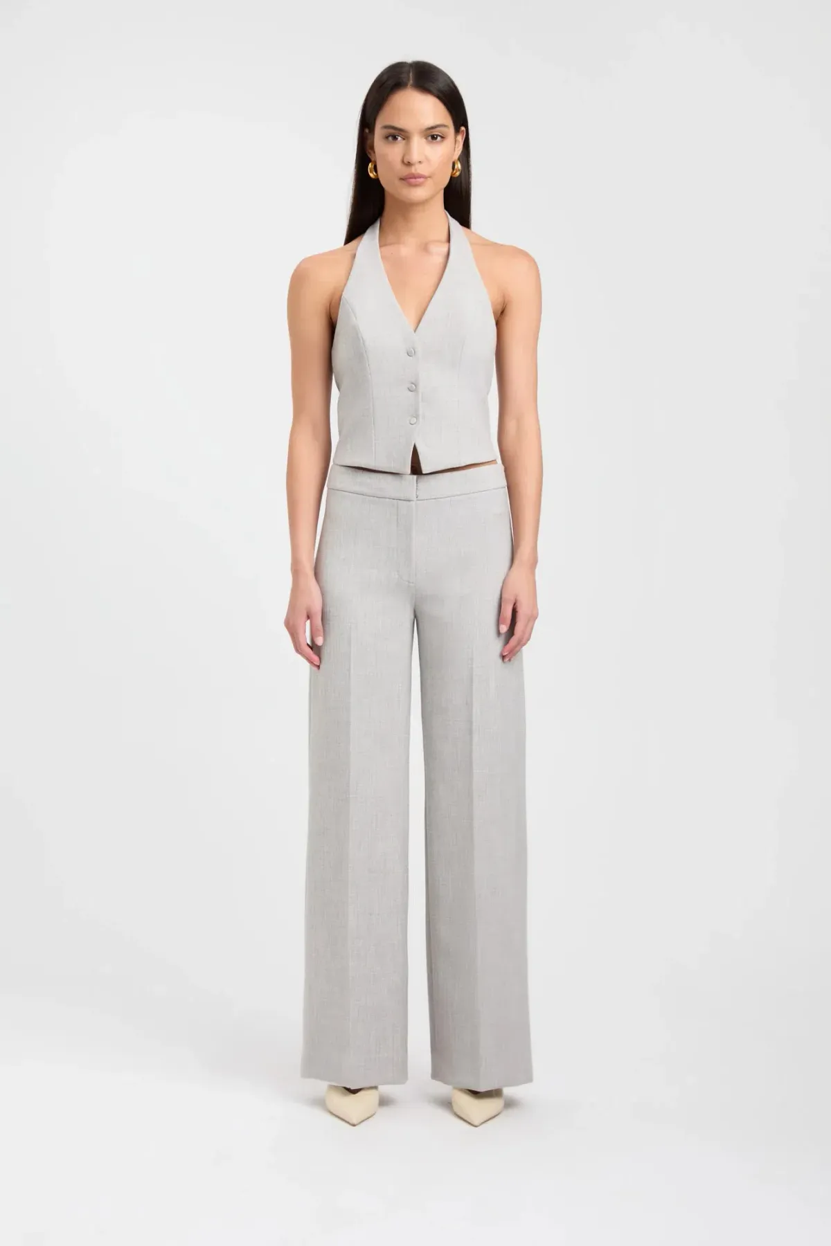 Kookai Darcy Vest Top & Mini Skirt Set Grey Marle Size 8-10 — Cocktail, Races, Going Out for rent on The Volte - main image
