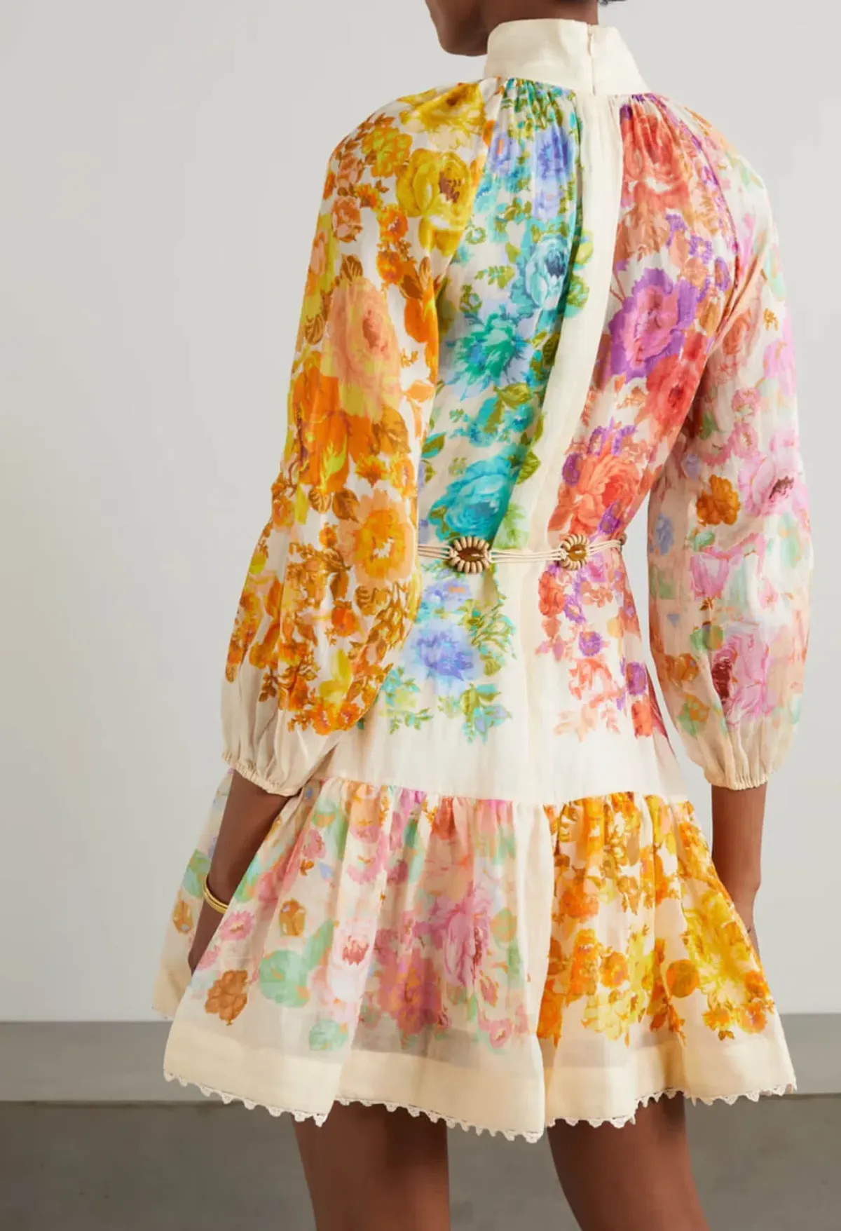 Zimmermann Raie Lantern Mini Dress in Multi Size 2 AU 12 - Image 3