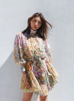 Zimmermann Super Eight Lantern Mini Dress in Floral Size 1 AU 10 for rent on The Volte - image 3