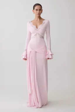 Meshki Electra Lace Maxi Dress - Ballet Pink size M (10) for rent on The Volte - image 2
