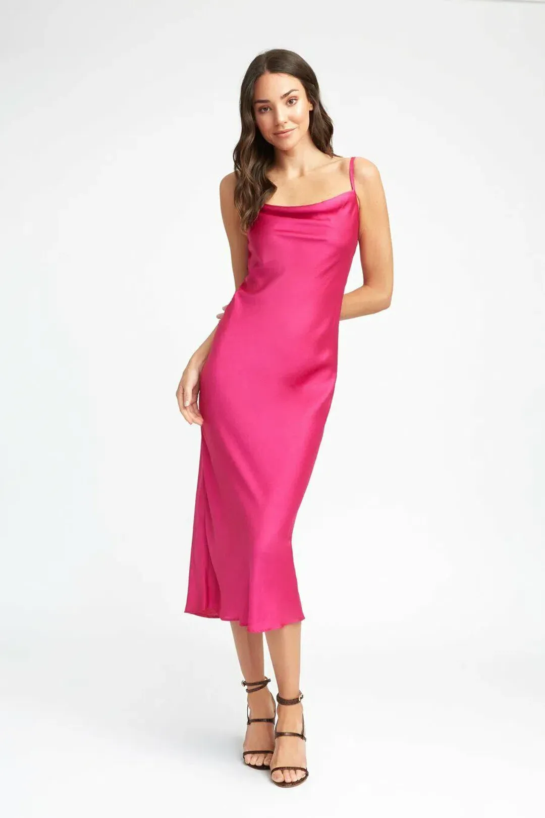 Kookai Como Slip Dress in Fuchsia Size 6 for rent on The Volte - main image