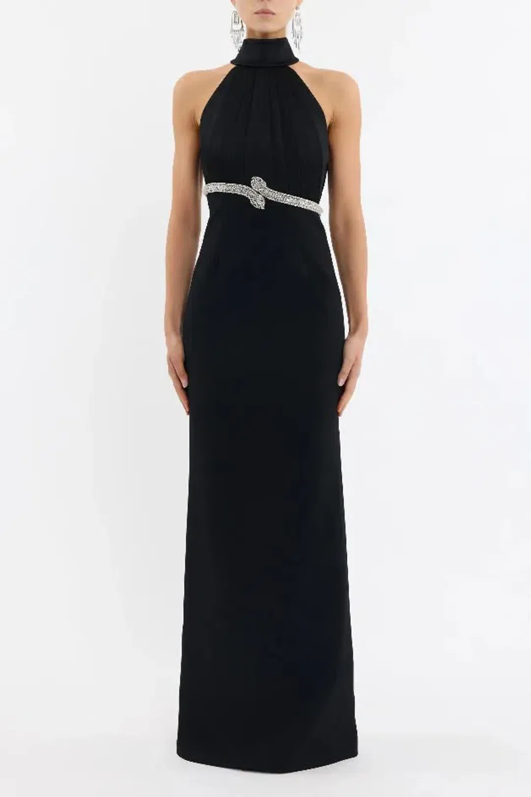 🖤 🐍 REBECCA VALLANCE Lilith Gown – Black – Size 10 AU - Embellished Formal Maxi Dress 🐍🖤 for rent on The Volte - main image