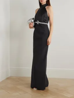 🖤 🐍 REBECCA VALLANCE Lilith Gown – Black – Size 10 AU - Embellished Formal Maxi Dress 🐍🖤 for rent on The Volte - image 1