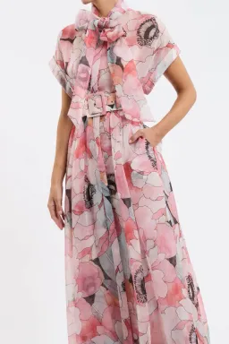 🌸 New REBECCA VALLANCE Bridal Bouquet Gown – Pink Floral – Size 8 Maxi Dress for rent on The Volte - image 4