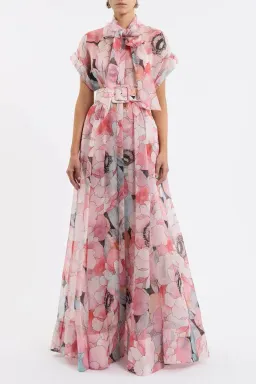 🌸 New REBECCA VALLANCE Bridal Bouquet Gown – Pink Floral – Size 8 Maxi Dress for rent on The Volte - image 2