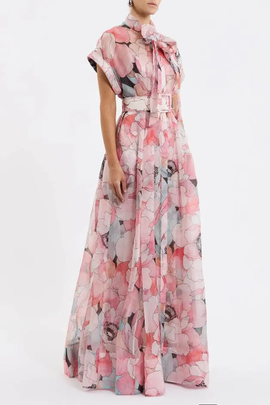 🌸 New REBECCA VALLANCE Bridal Bouquet Gown – Pink Floral – Size 8 Maxi Dress for rent on The Volte - main image
