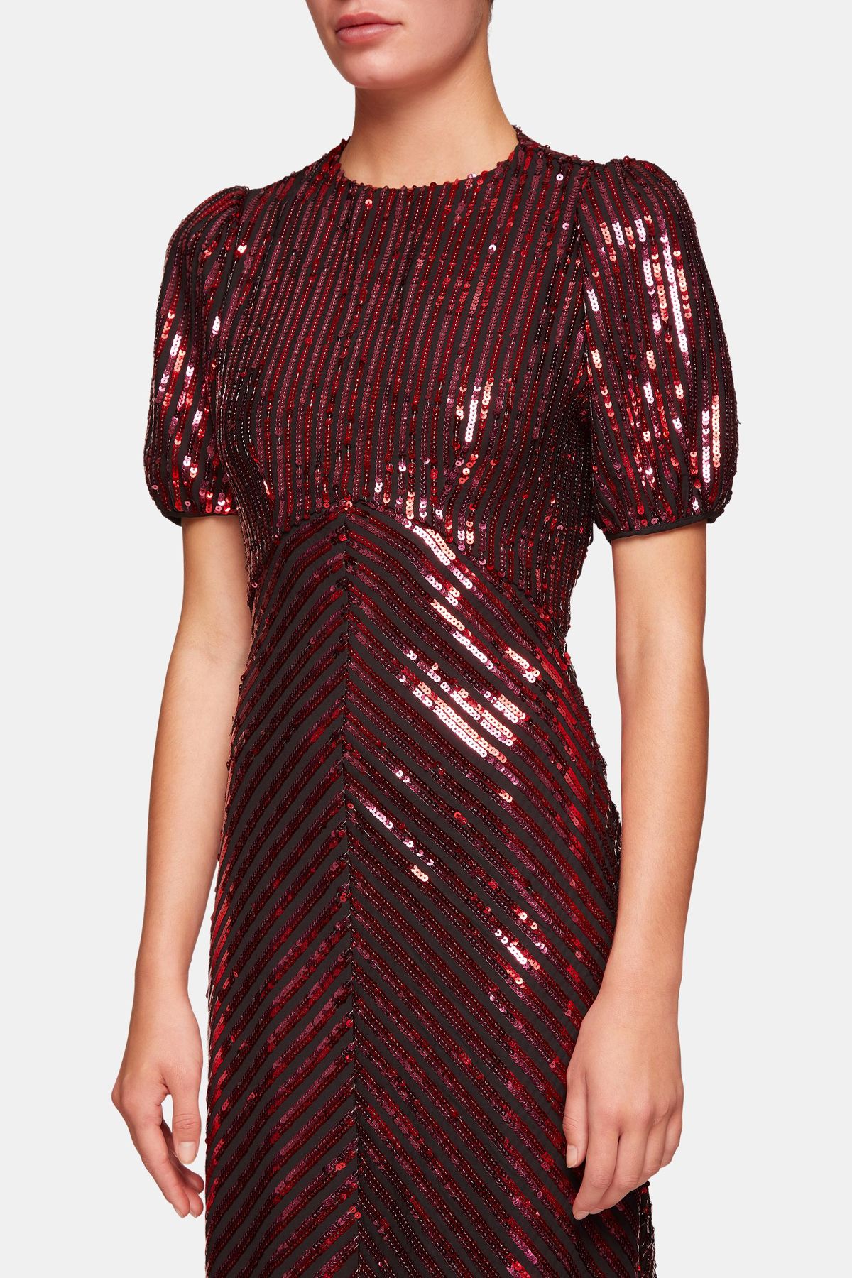 RIXO LONDON - LAURA JACKSON DAISY VELVET-TRIMMED SEQUINED CREPE MIDI DRESS - Image 3