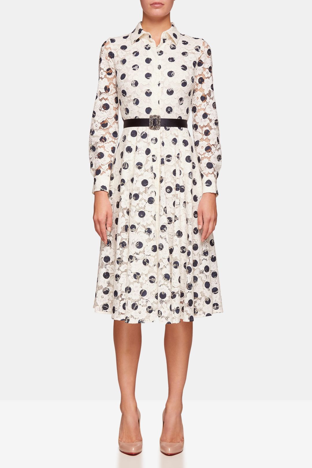 Carolina Herrera Polka Dot Midi Dress Print Size 8 for rent on The Volte - main image