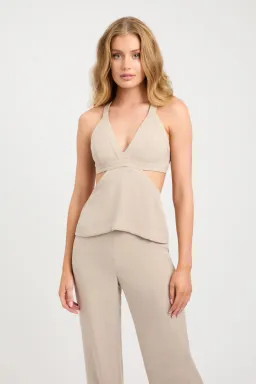 Kookai Hayman Top, Long-Line Vest & Sunday Pants Set Nougat Size 8-10 — Races, Wedding Guest, Cocktail for rent on The Volte - image 4