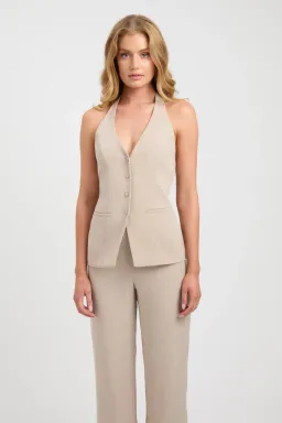 Kookai Hayman Top, Long-Line Vest & Sunday Pants Set Nougat Size 8-10 — Races, Wedding Guest, Cocktail for rent on The Volte - image 3