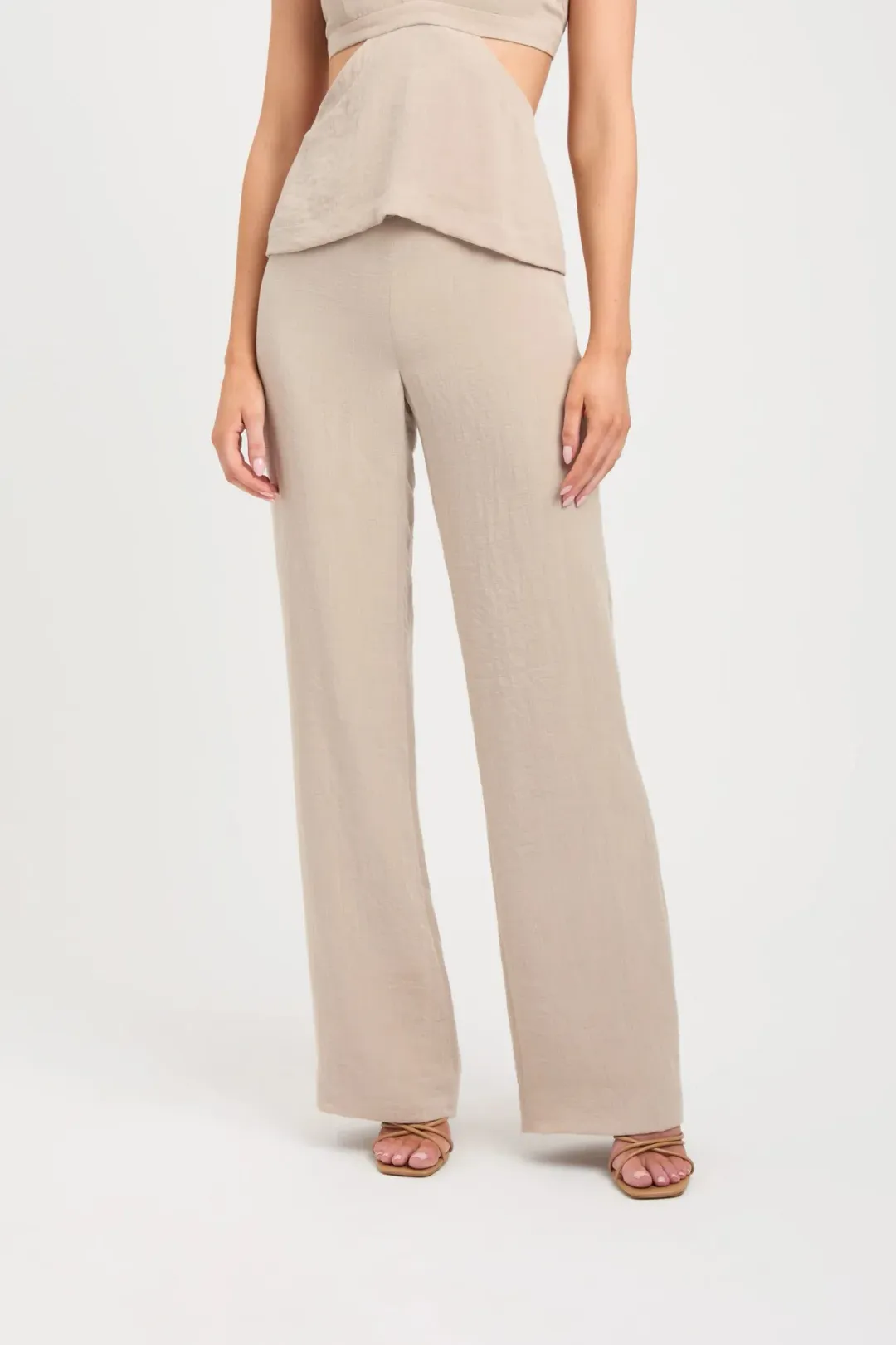 Kookai Hayman Top, Long-Line Vest & Sunday Pants Set Nougat Size 8-10 — Races, Wedding Guest, Cocktail for rent on The Volte - main image