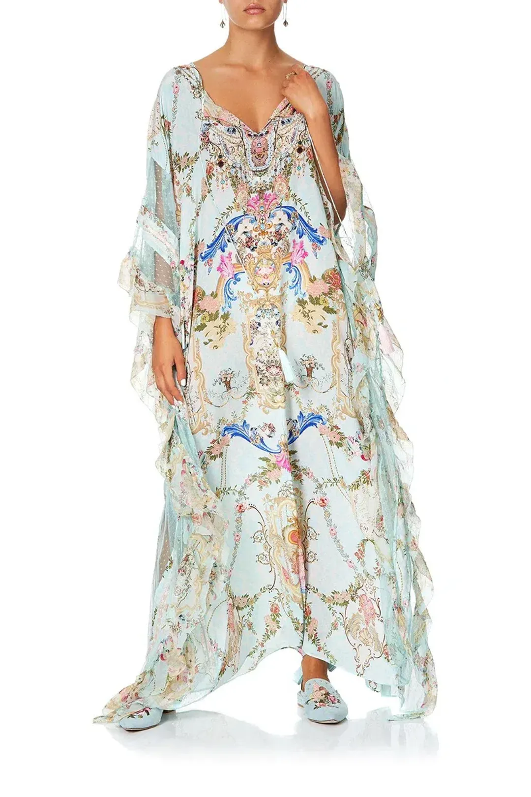 Camilla Kaftan With Lace Frill Panels Print Size 10 for rent on The Volte - main image
