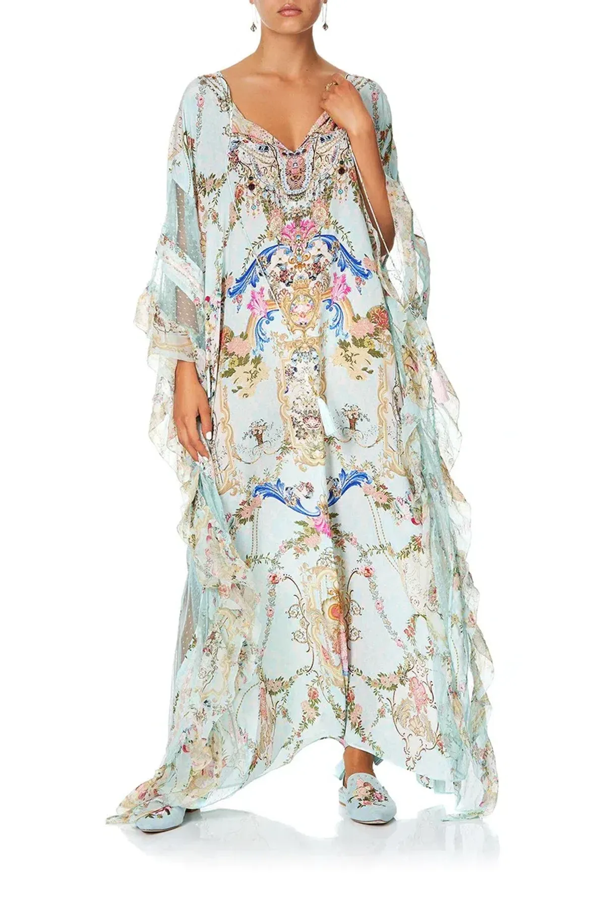 Camilla Kaftan With Lace Frill Panels Print Size 10 - Image 1