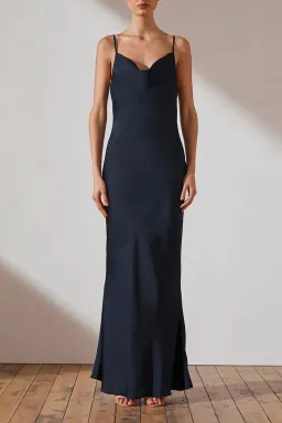 Shona Joy Luxe Bias Cowl Slip Dress Navy Size 10 for rent on The Volte - image 1