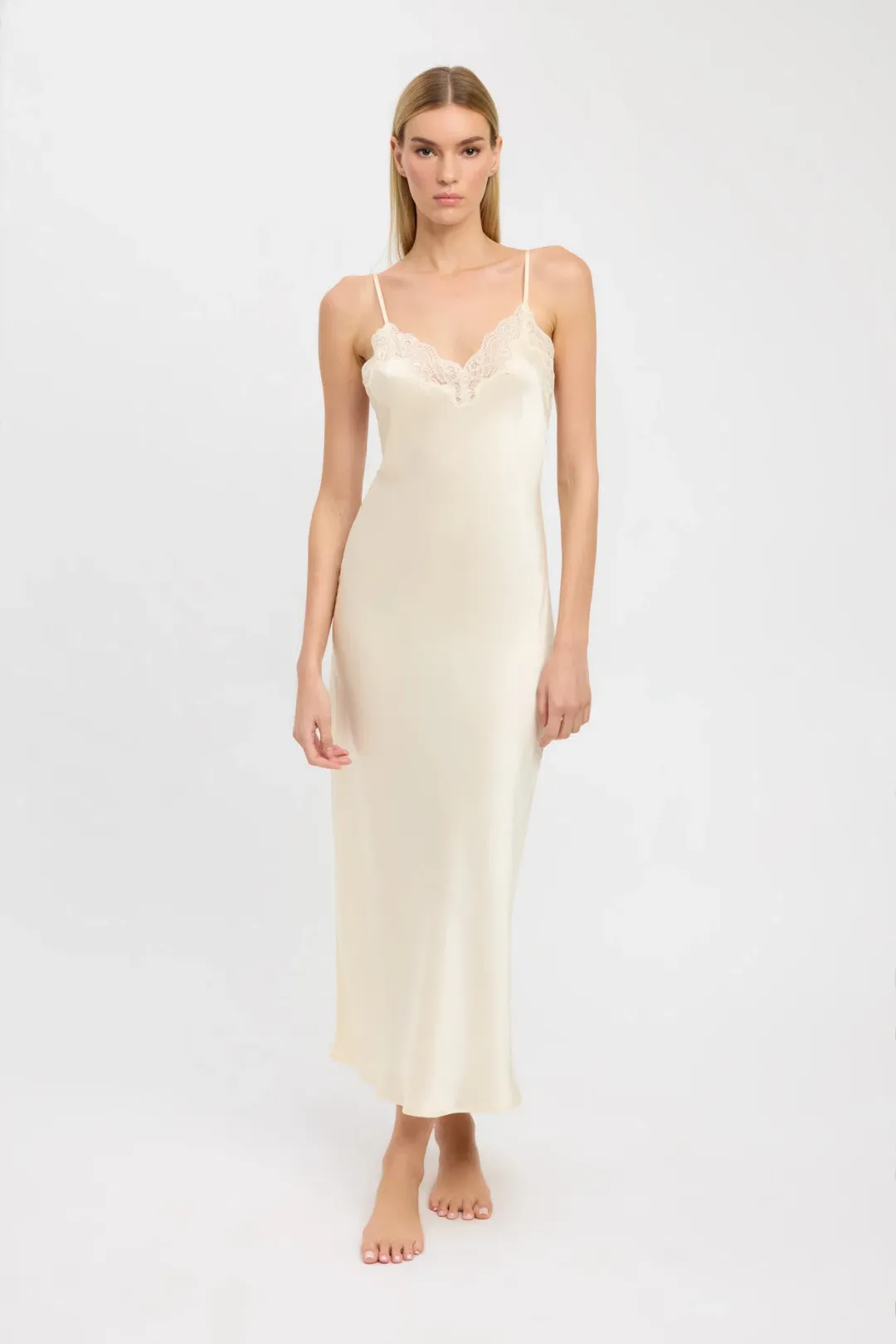 Kookai Juliette Silk Maxi Dress Butter Yellow Size 10 — Wedding Guest, Cocktail, Formal for rent on The Volte - main image