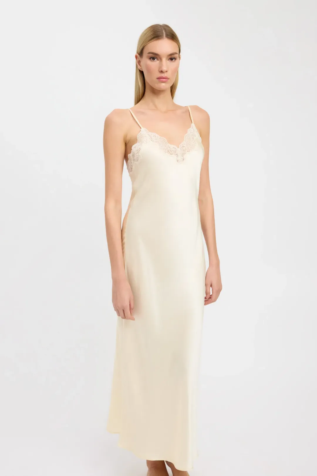 Kookai Juliette Silk Maxi Dress Butter Yellow Size 10 — Wedding Guest, Cocktail, Formal for rent on The Volte - main image